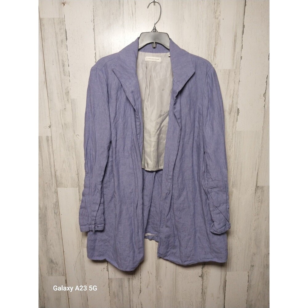 Coldwater Creek Women’s 18 Purple Linen Long Sleeve Longer Length Blazer Jacket